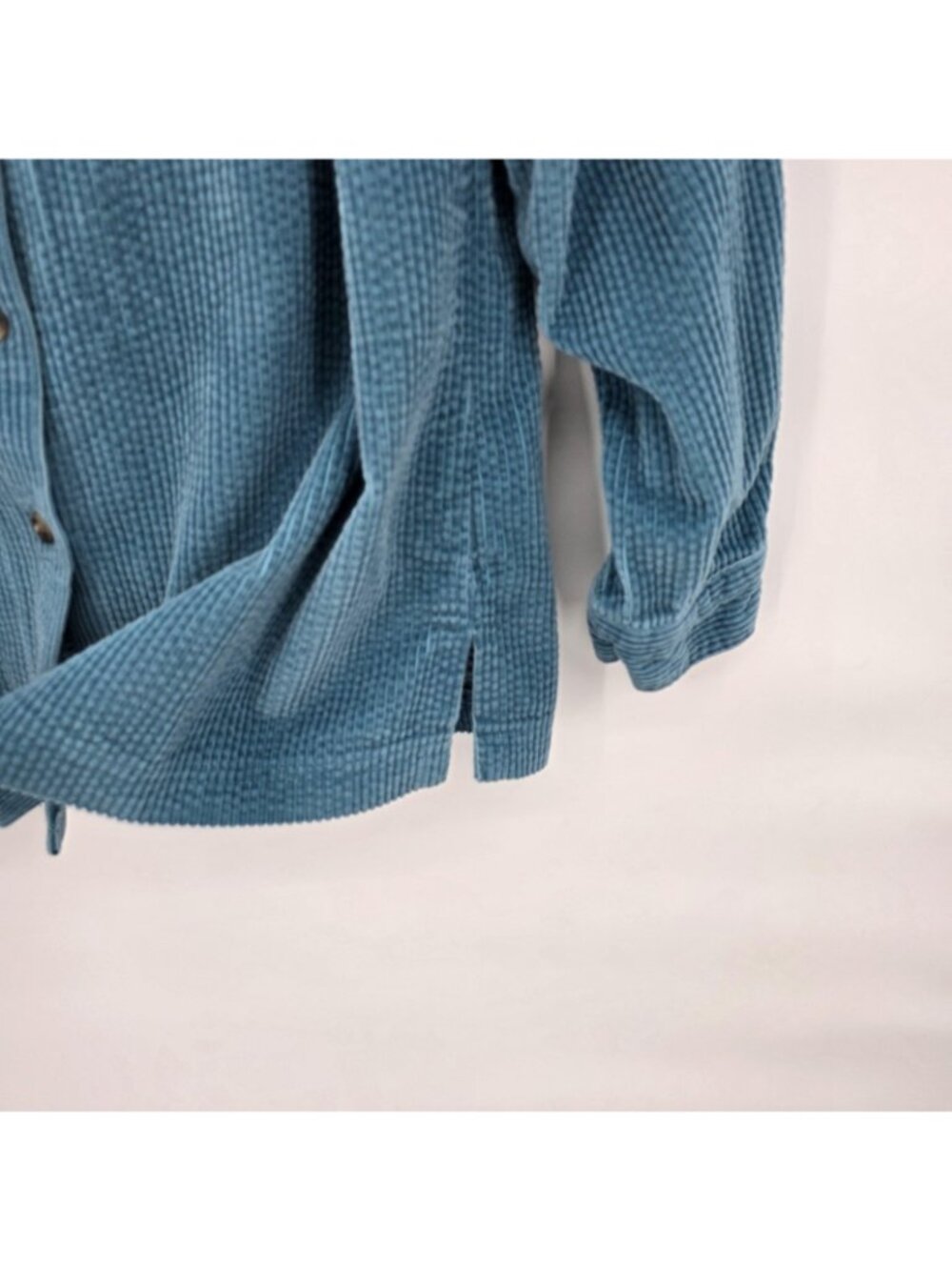 LL Bean Shirt Womens Petite M Blue Wide Wale Corduroy Button Up Casual Cotton - Picture 3 of 8